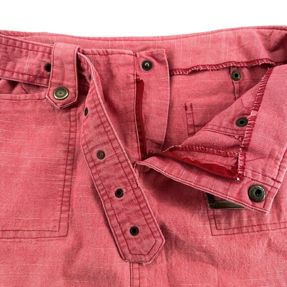 Vintage Y2K Midi Canvas Skirt Button Slit Belted Pink XS Grunge Rock Punk - Picture 2 of 7